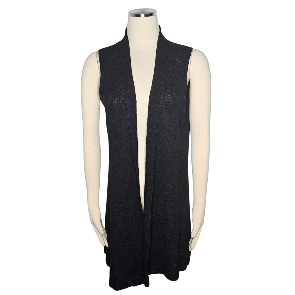 Eileen Fisher 100% Wool Open Front Knit Vest Sleeveless Longline Cardigan‎ M